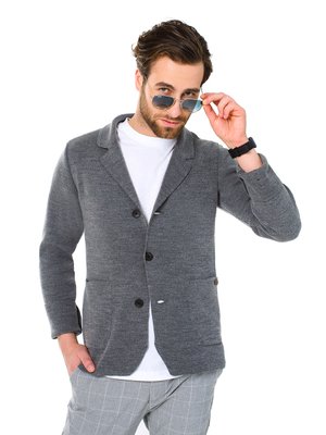 Легкий и мягкий мужской пиджак. Цвет: Серый 396 фото