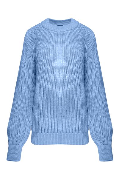 Вільний светр об’ємної в'язки. Колір: Блакитний 472 фото
