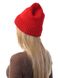 Жіноча в'язана шапка з відворотом. Колір: Червоний 733 фото 3