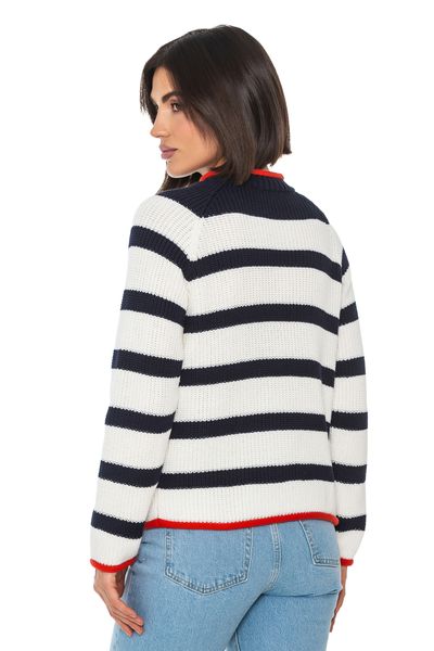Хлопковый полосатый женский свитер. Цвет: Синий 536 фото