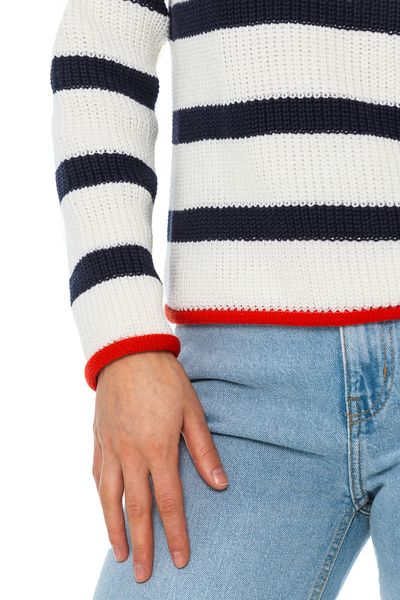 Бавовняний смугастий жіночий светр. Колір: Синій 536 фото