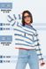 Бавовняний смугастий жіночий светр. Колір: Синій 536 фото 12