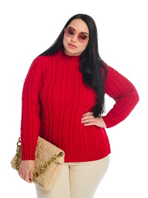 Женский мягкий свитер с воротником стойкой. Цвет: Красный 4414 фото