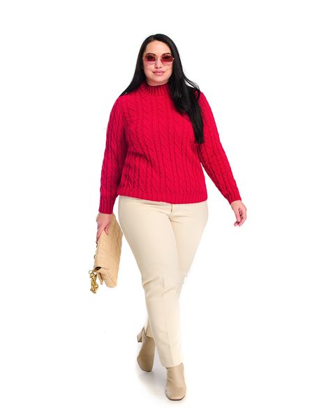 Жіночий м'який светр з стійкою коміром. Колір: Червоний 4414 фото