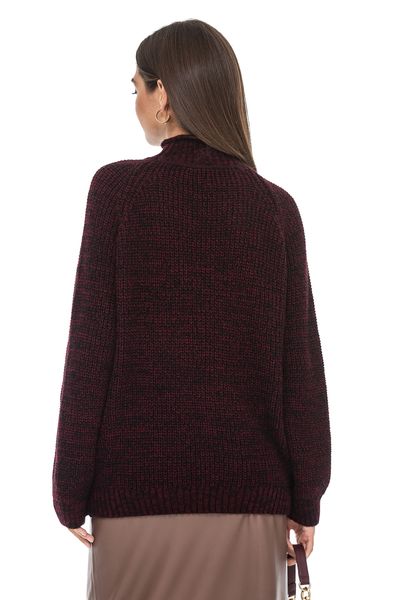 Меланжевий светр об’ємної в'язки. Колір: Бордо 509 фото