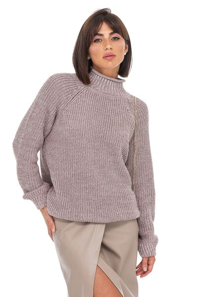 Меланжевый свитер крупной вязки. Цвет: Пудра 509 фото