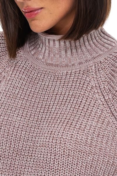 Меланжевый свитер крупной вязки. Цвет: Пудра 509 фото