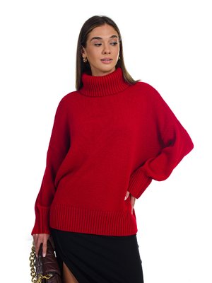 Свободный женский свитер. Цвет: Красный 435 фото