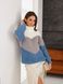 Трехцветный объемный свитер “oversize”. Цвет: Джинс 443 фото 8