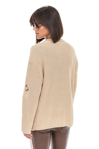 Женский свитер с дырками. Цвет: Бежевый 516 фото