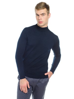 Мужской свитер с воротником "стойка". Цвет: Темно-синий 212 фото