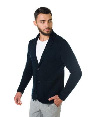 Стильный трикотажный пиджак. Цвет: Темно-синий 393 фото