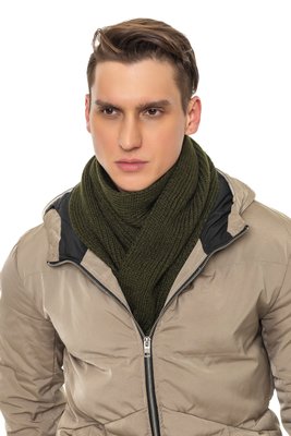 Теплый мужской шарф. Цвет: Хаки 836 фото