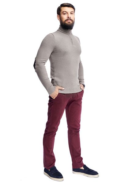 Men's elastic zip-up sweater. Color: Cappuccino