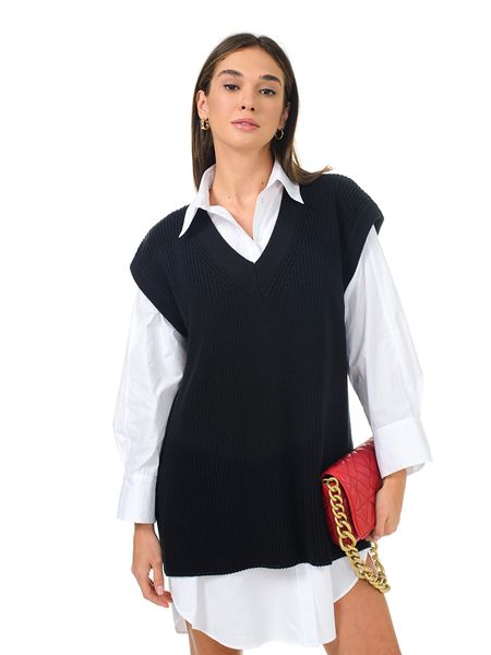 Stylish women's long vest. Color: Black