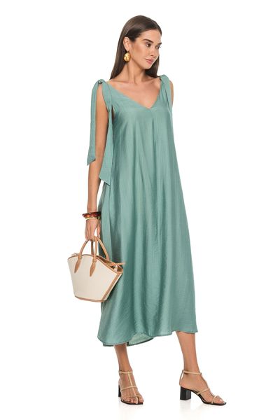 Light elegant dress with creative straps. Color: Turquoise