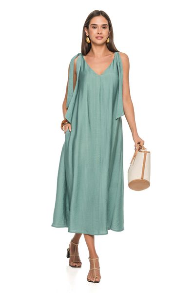 Light elegant dress with creative straps. Color: Turquoise