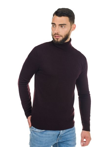 Men's wool turtleneck with elastane. Color: Burgundy