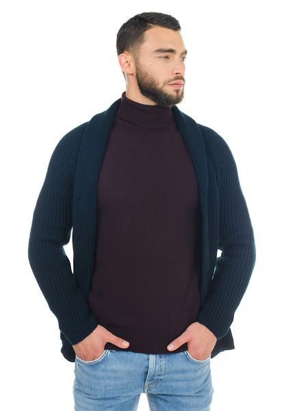 Men's wool turtleneck with elastane. Color: Burgundy