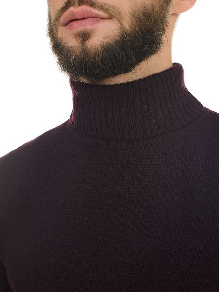 Men's wool turtleneck with elastane. Color: Burgundy