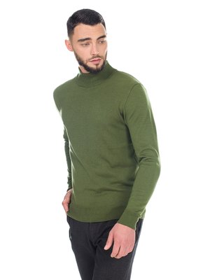 Чоловічий светр з коміром "стійка". Олива 48 212 фото