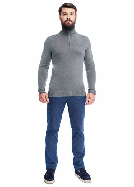 Men's elastic zip-up sweater. Color: Gray