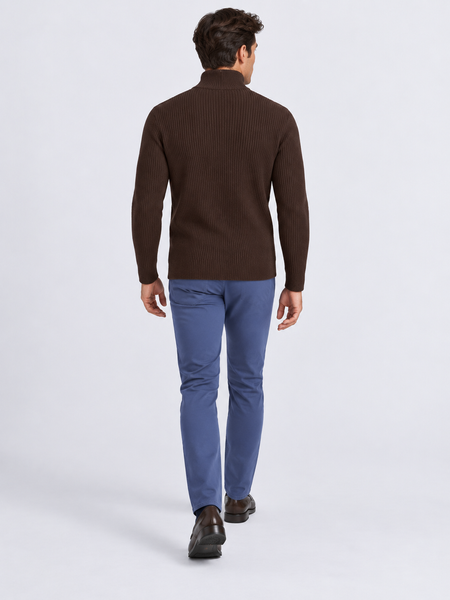 Чоловічий джемпер &ldquo;Quarter zip&rdquo; на блискавці з коміром-стійкою. Коричневий 48 333 фото
