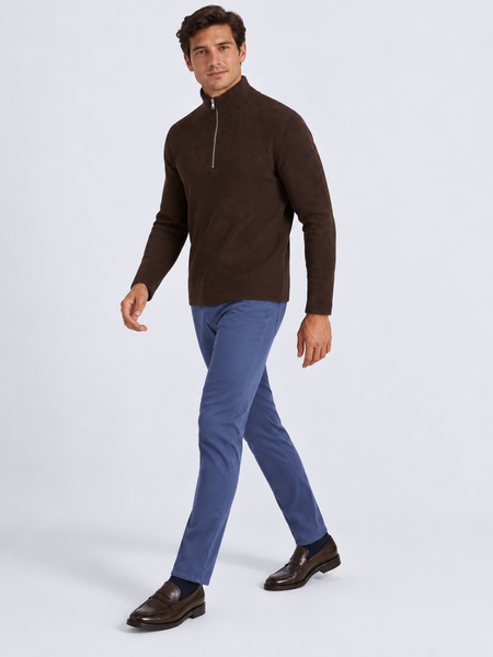 Чоловічий джемпер &ldquo;Quarter zip&rdquo; на блискавці з коміром-стійкою. Коричневий 48 333 фото