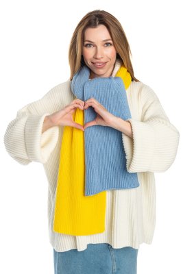 Soft women's scarf. Color: Yellow and Light blue