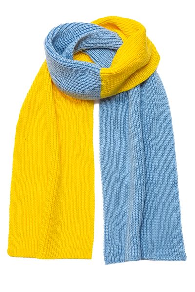 Soft women's scarf. Color: Yellow and Light blue