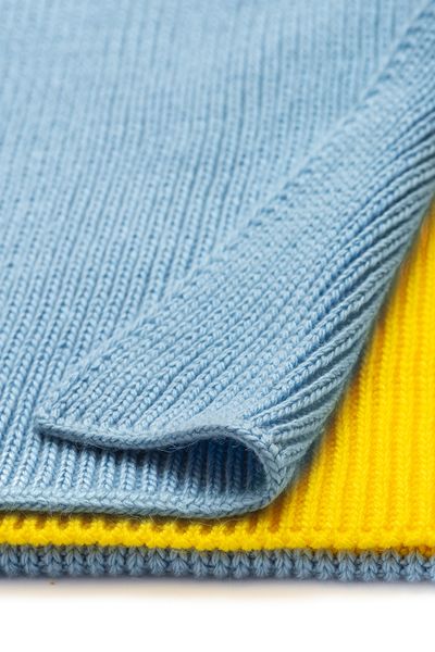 Soft women's scarf. Color: Yellow and Light blue