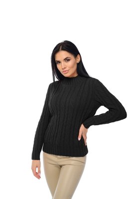 Жіночий м'який светр з коміром стійка. Колір: Чорний 414 фото