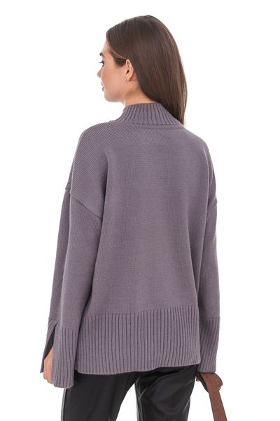 Women's knitted sweater with slits on the sleeves and shelf. Color: Gray