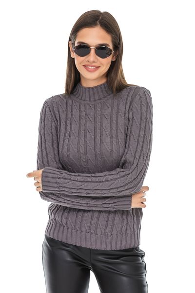 Жіночий м'який светр з коміром стійка. Колір: Сірий 414 фото