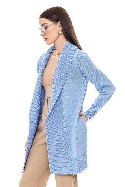 Women's long cardigan. Color: Light blue