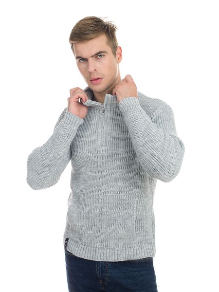 Чоловічий светр з блискавкою на комірі. Світло сірий 52-54 304 фото