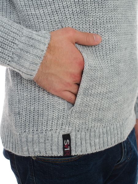 Мужской свитер со змейкой на воротнике. Цвет: Светло серый 304 фото