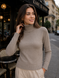 Warm and soft women's turtleneck with elastane. Cappuccino 42-44