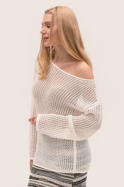 Summer fishnet eco-jumper. Color: Milk