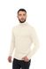 Warm men's turtle neck sweater with slanted shoulder seam. Color: Milk