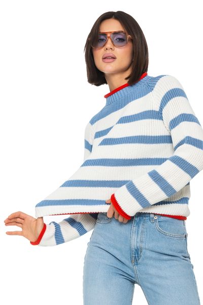 Cotton striped women's sweater. Color: Milk