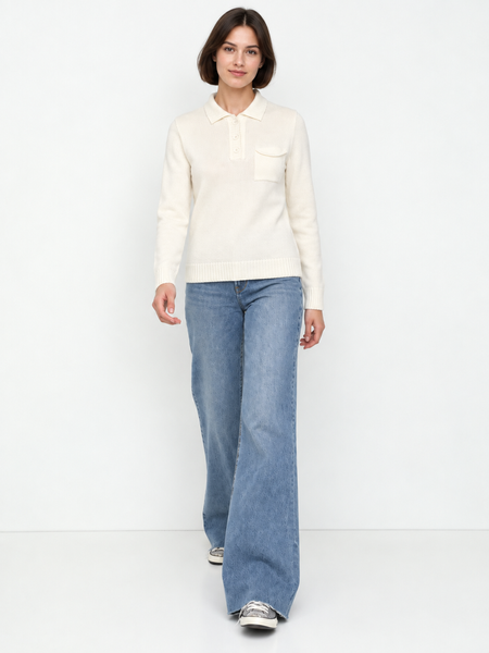 Women's polo-style sweater with pocket. Milk 42-44