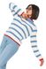 Бавовняний смугастий жіночий светр. Колір: Молоко 536 фото 10