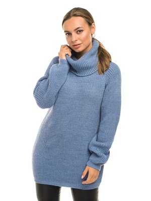 Теплый свитер крупной вязки. Цвет: Джинс 4980 фото