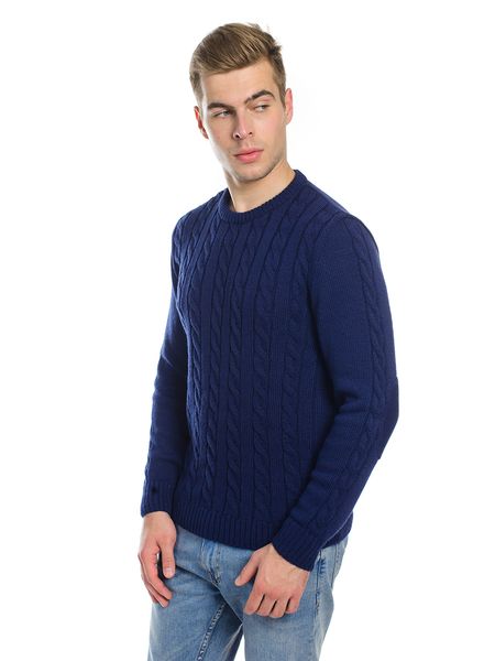 Warm jumper with elbow pads. Color: Dark blue