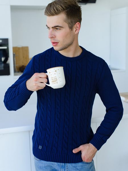 Warm jumper with elbow pads. Color: Dark blue