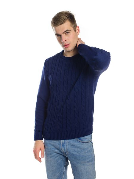 Warm jumper with elbow pads. Color: Dark blue