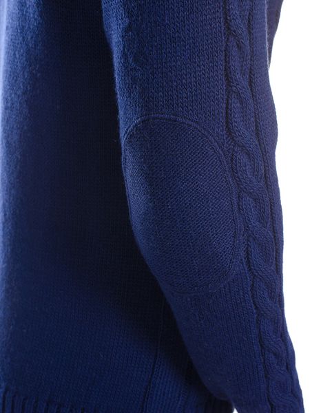 Warm jumper with elbow pads. Color: Dark blue