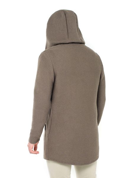 Knitted cardigan with a hood. Color: Cappuccino