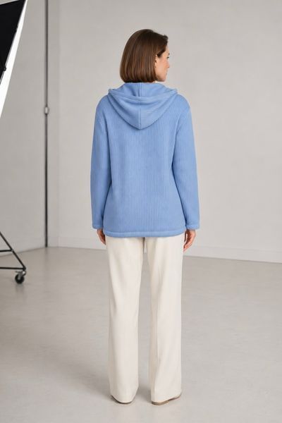 Cotton cardigan with a hood. Light blue 42-46